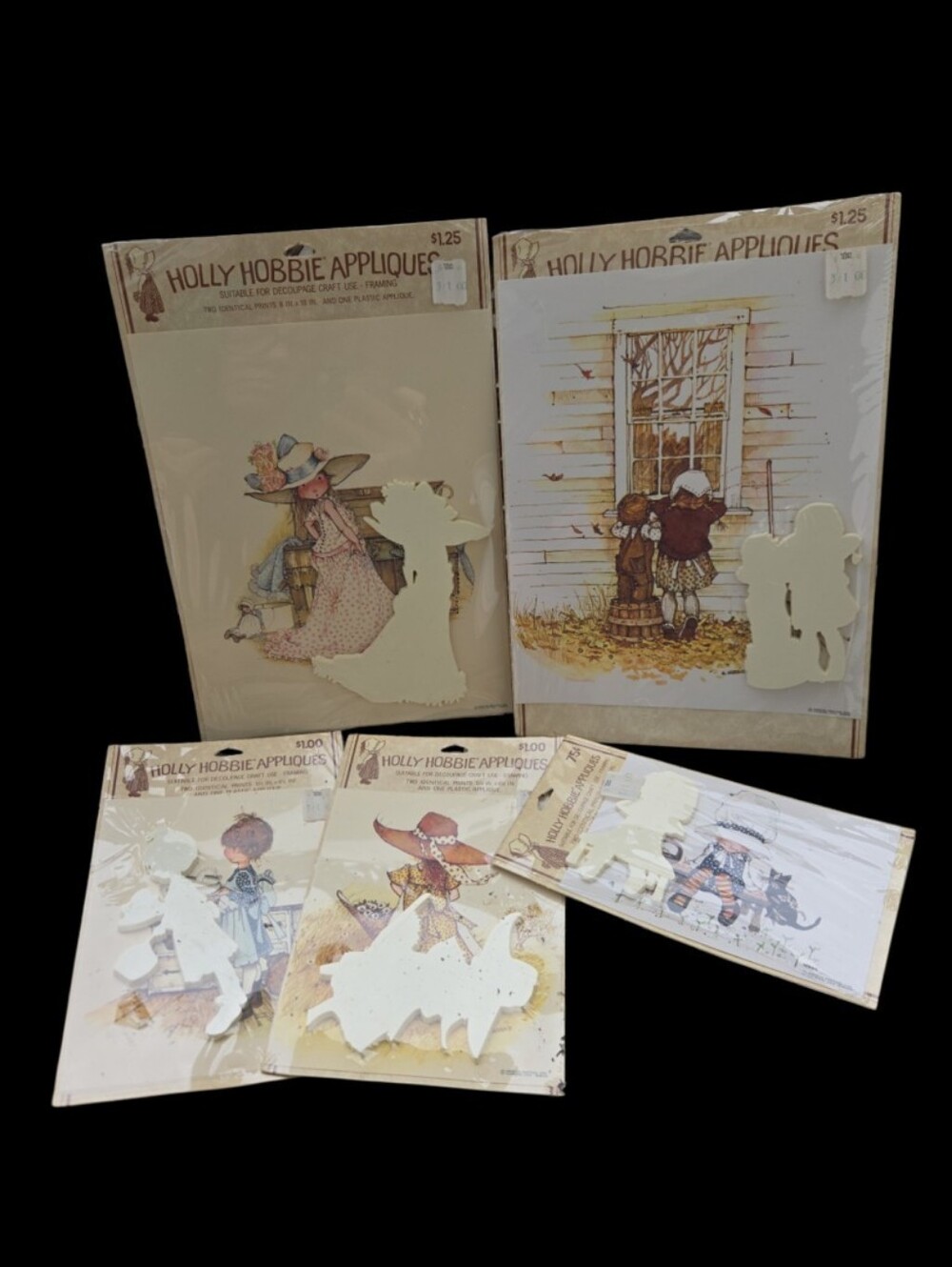 Vintage Holly Hobbie Decoupage Appliques Craft Lot of 5 Packs Cottagecore